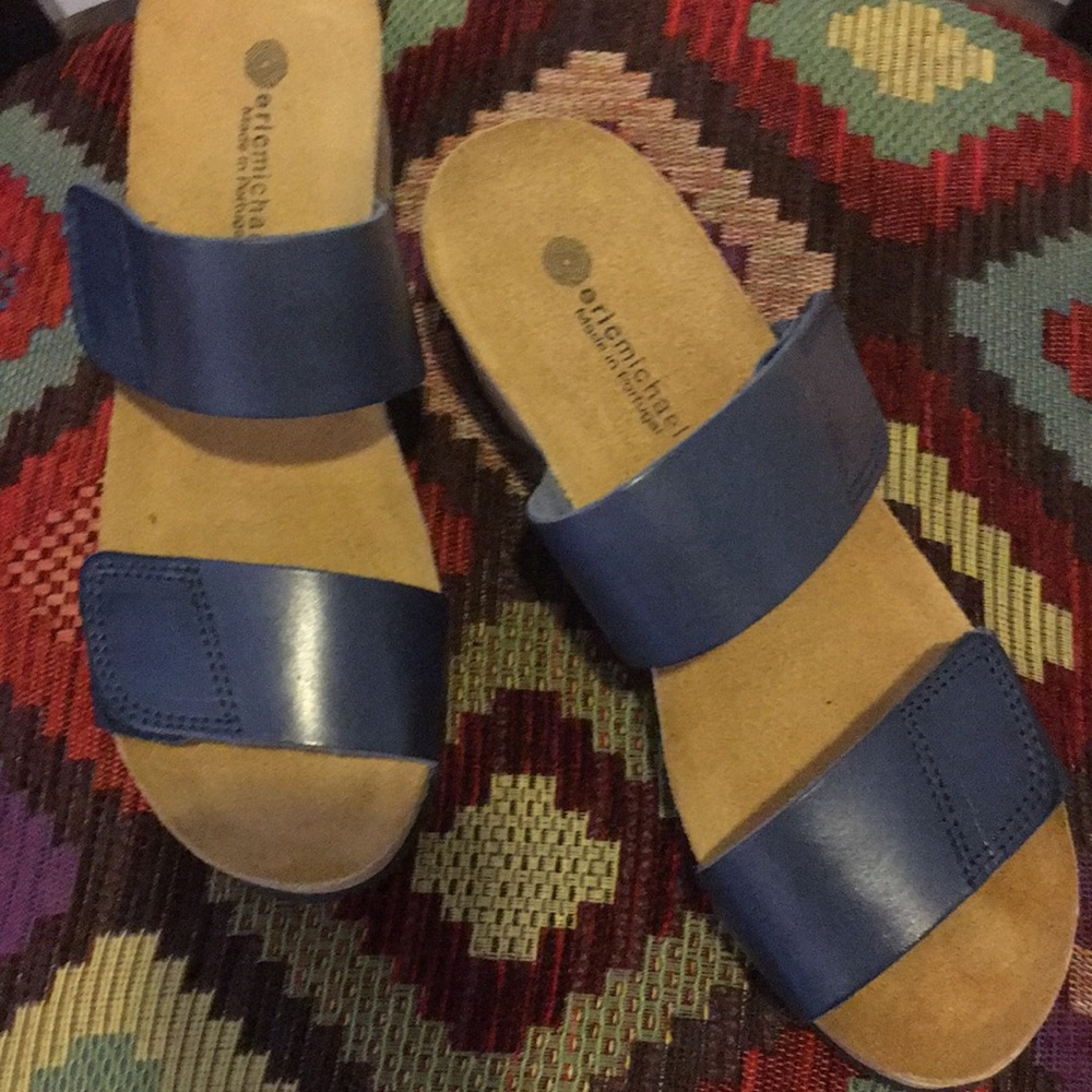 Lily/Eric Michaels Navy Wedges in leather NWT